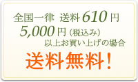 全国一律 送料610円 5,000円（税込み） 以上お買い上げの場合 送料無料！